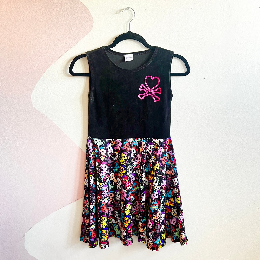 Tokidoki Unicorno Print Black Dress Size Girls 11-12 Kawaii‎ Punk Kids
